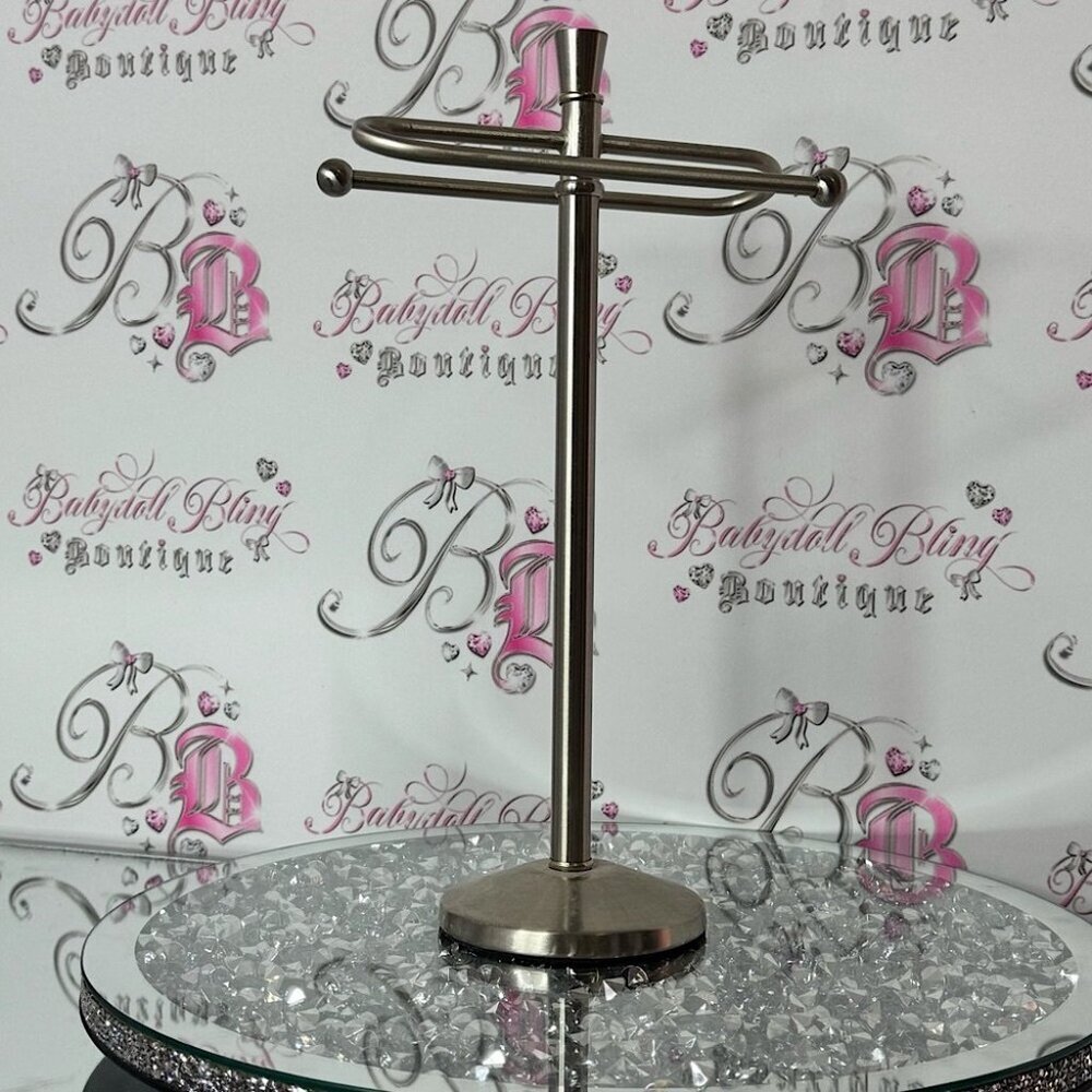 Towel stand hand towels or use as Jewelry Display Stand silver